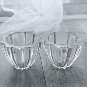 Orrefors Crystal Bowls NORTHERN LIGHTS Sweden Signed Vintage Glass Lot of 2